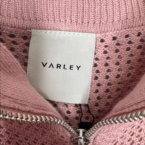 Varley Women's Calva Cotton Open Knit Sweater Pink Mauve 1/2 Zip NWT - Picture 7 of 10